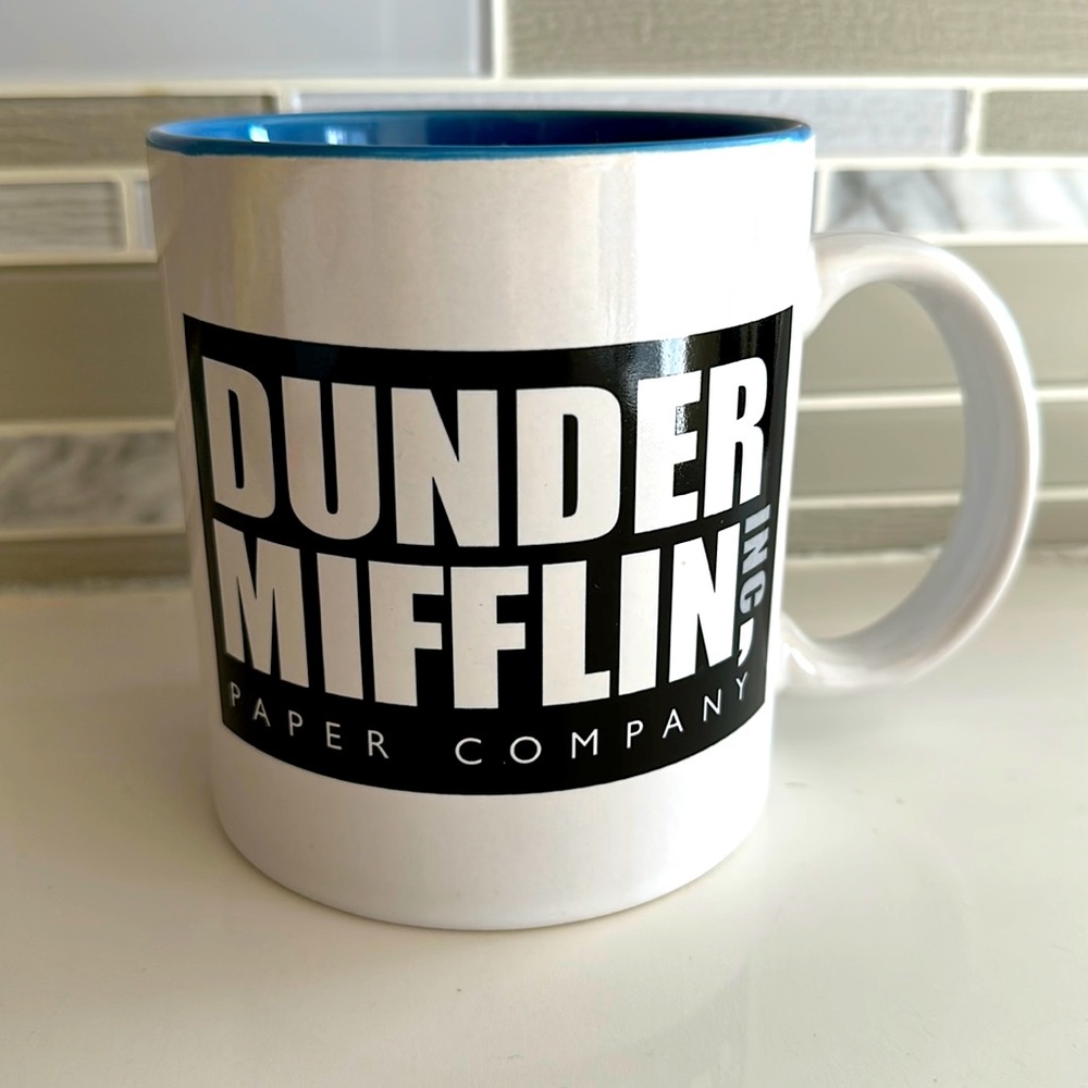 The Office Dunder Mifflin Inc. logo & mission statement 20 oz white ceramic mug